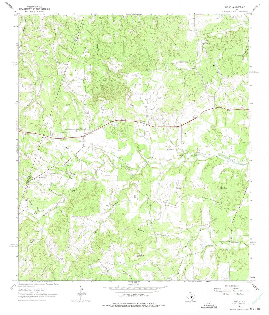 1963 Henly, TX - Texas - USGS Topographic Map