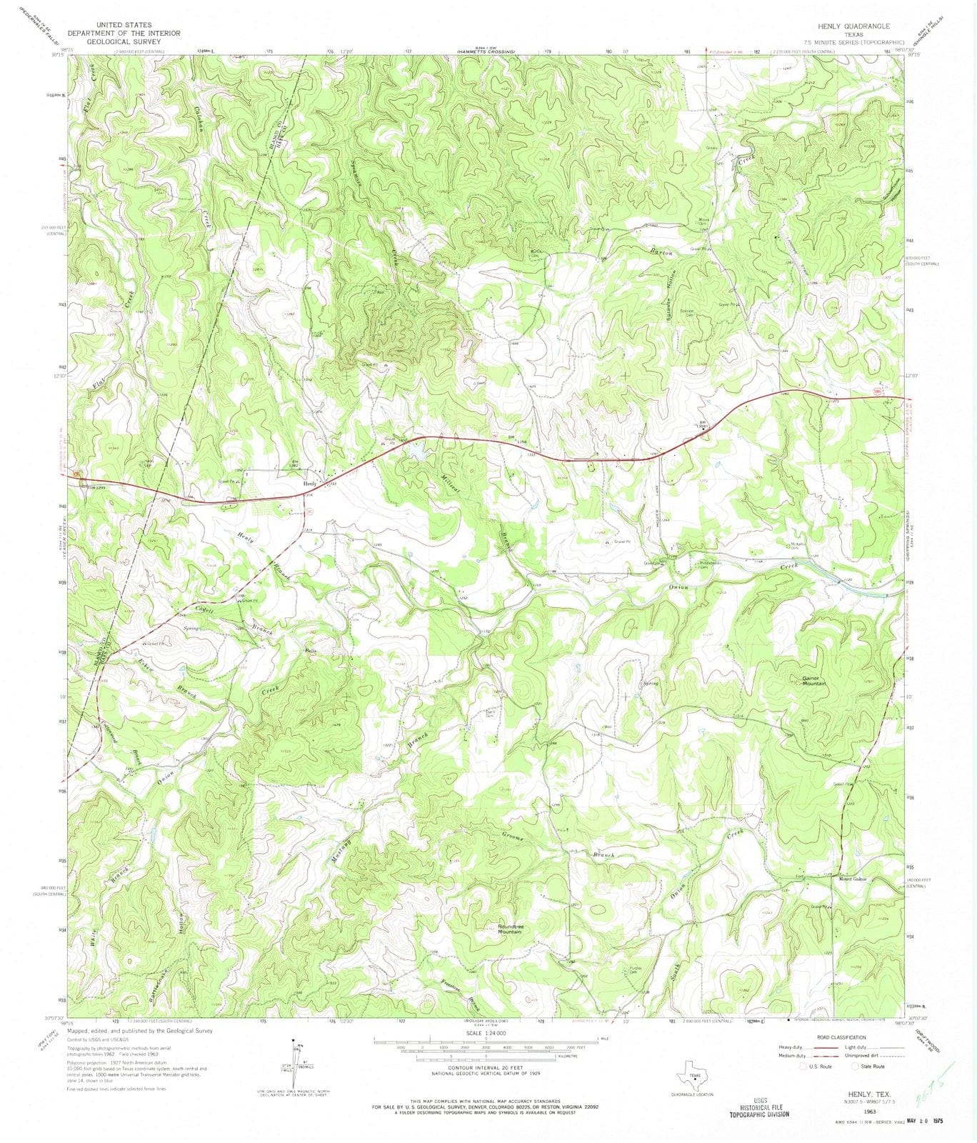 1963 Henly, TX - Texas - USGS Topographic Map
