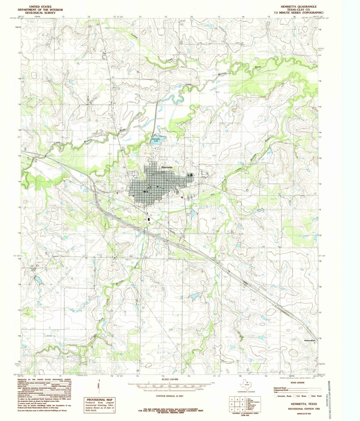 1984 Henrietta, TX - Texas - USGS Topographic Map