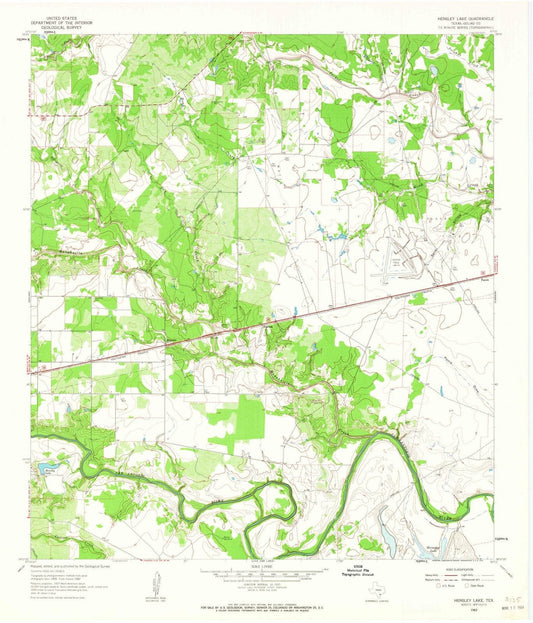 1962 Hensley Lake, TX - Texas - USGS Topographic Map