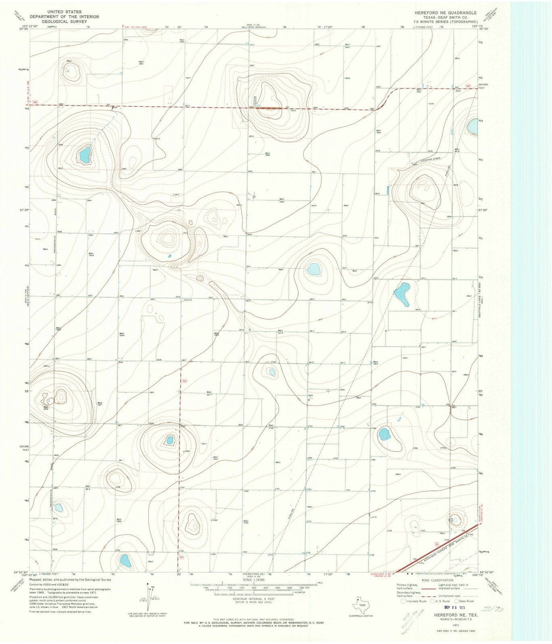 1971 Hereford, TX - Texas - USGS Topographic Map