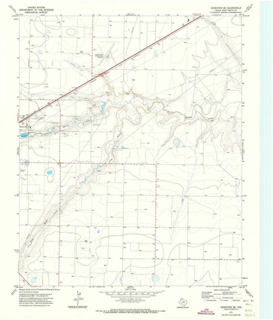 1971 Hereford, TX - Texas - USGS Topographic Map v2