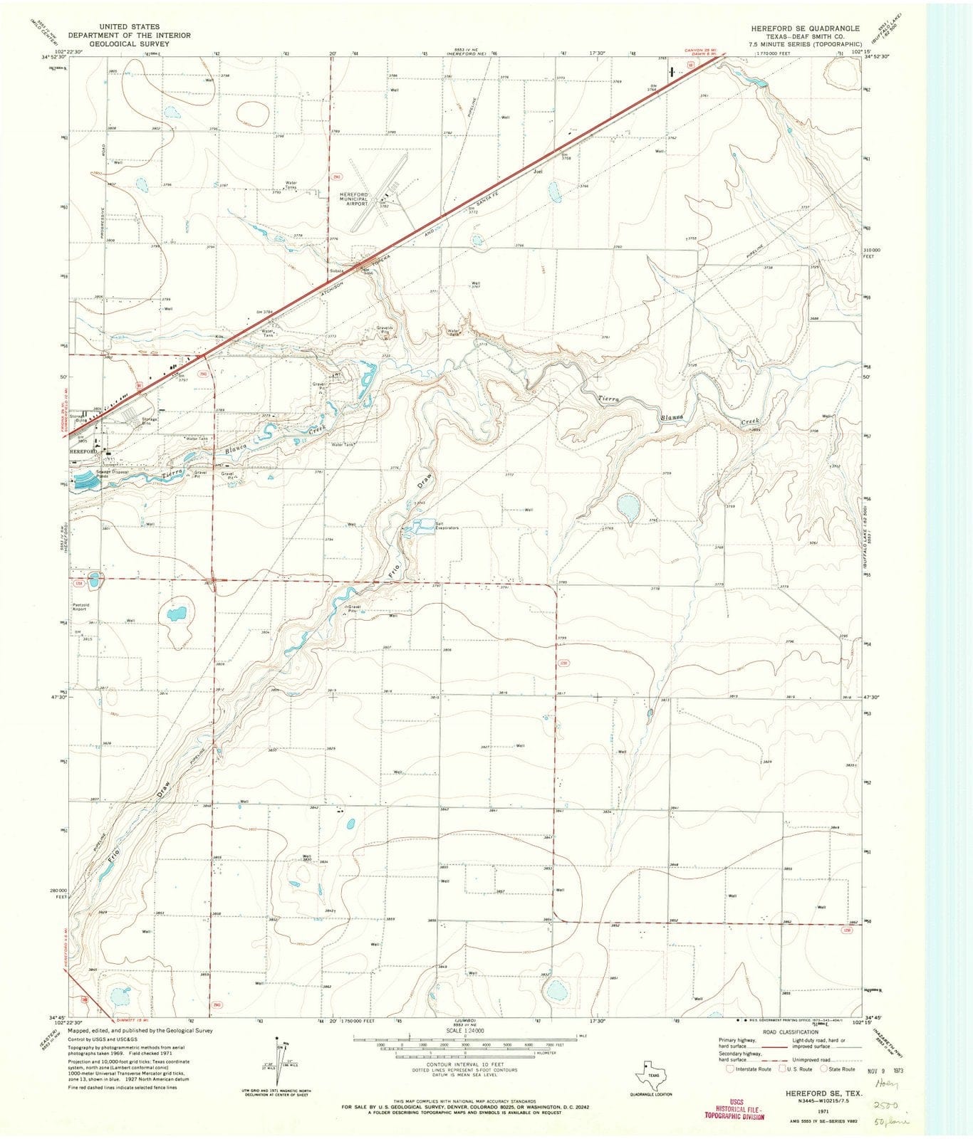 1971 Hereford, TX - Texas - USGS Topographic Map v2