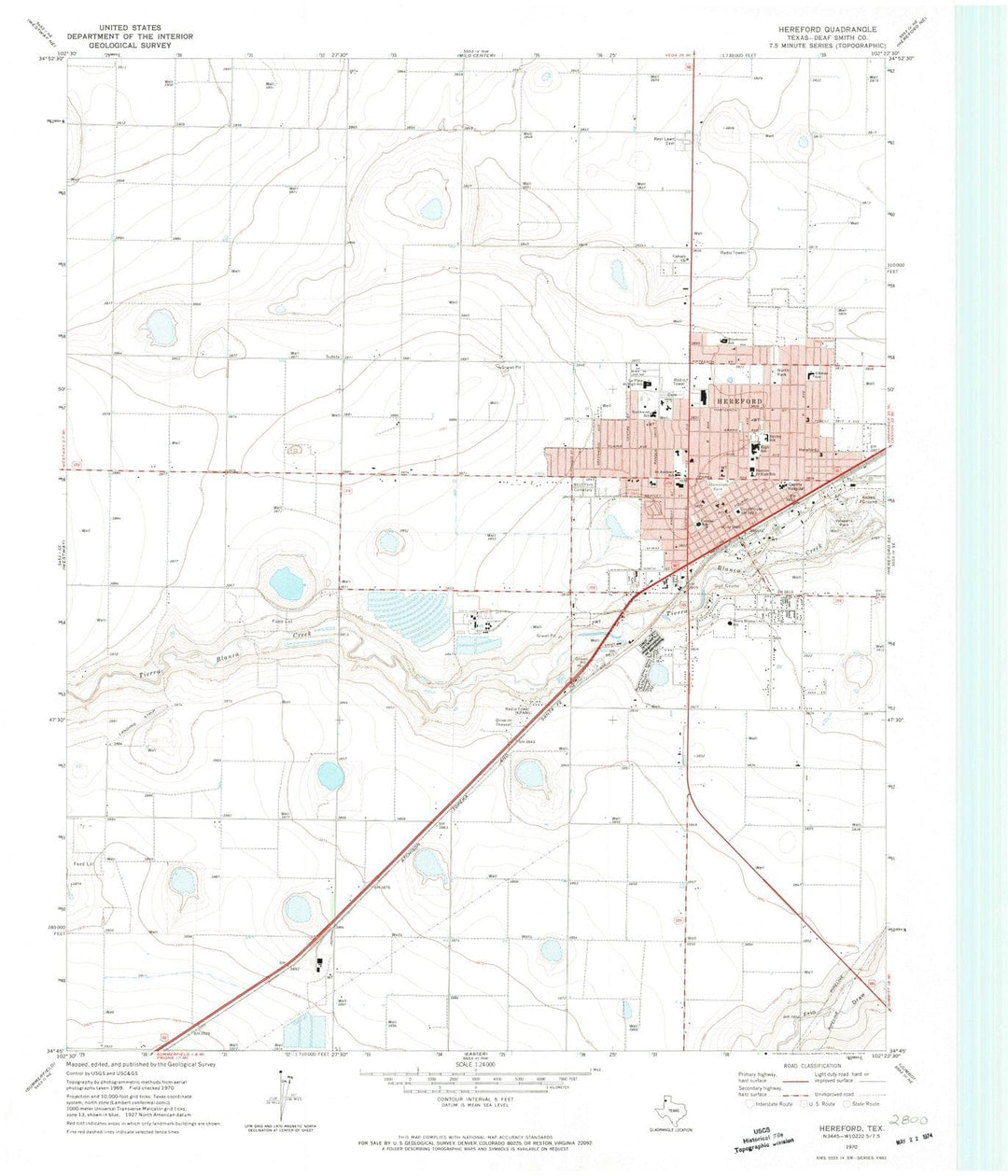1970 Hereford, TX - Texas - USGS Topographic Map