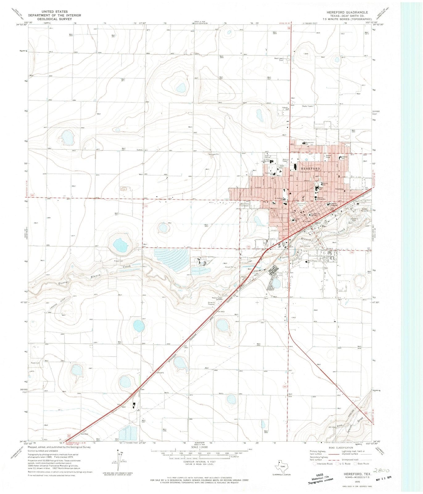 1970 Hereford, TX - Texas - USGS Topographic Map