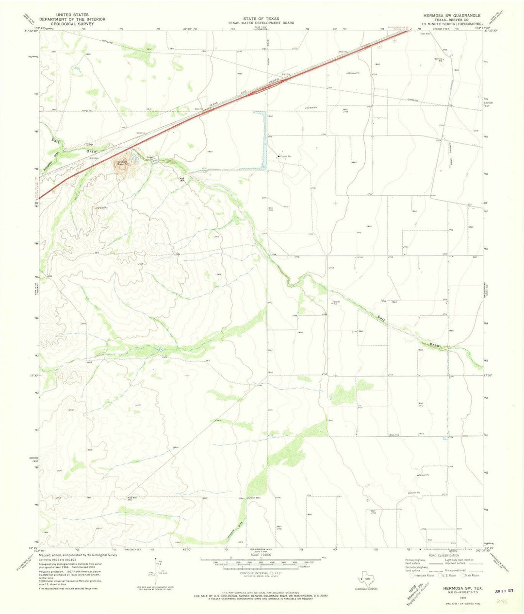 1970 Hermosa, TX - Texas - USGS Topographic Map