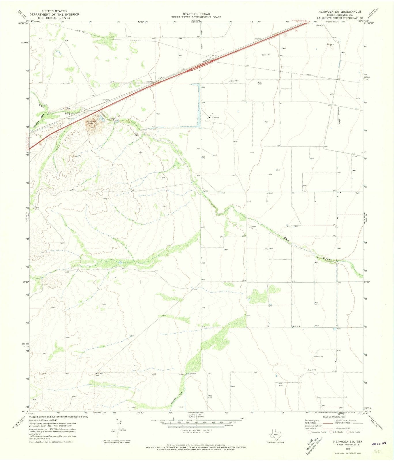 1970 Hermosa, TX - Texas - USGS Topographic Map