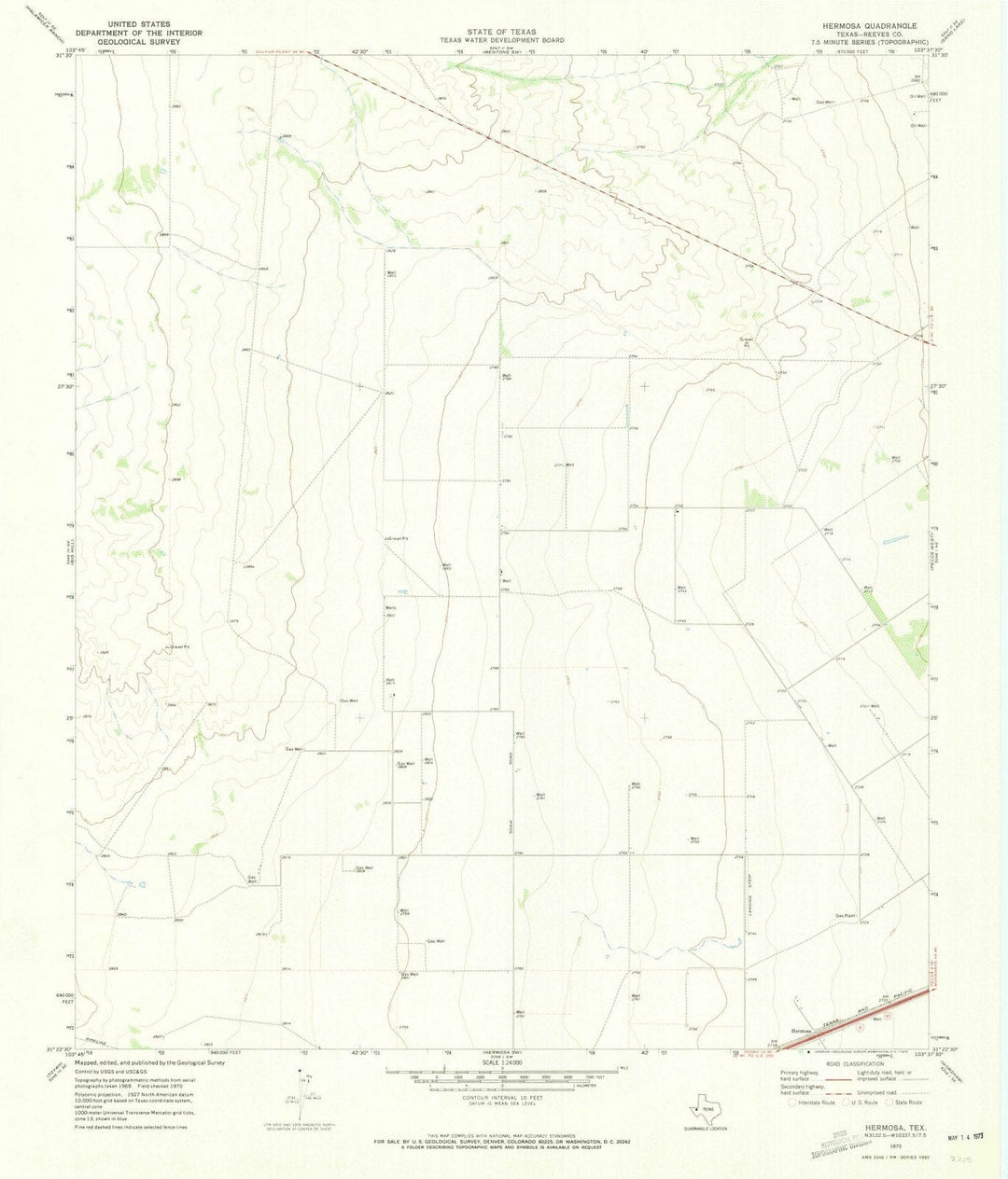 1970 Hermosa, TX - Texas - USGS Topographic Map v2