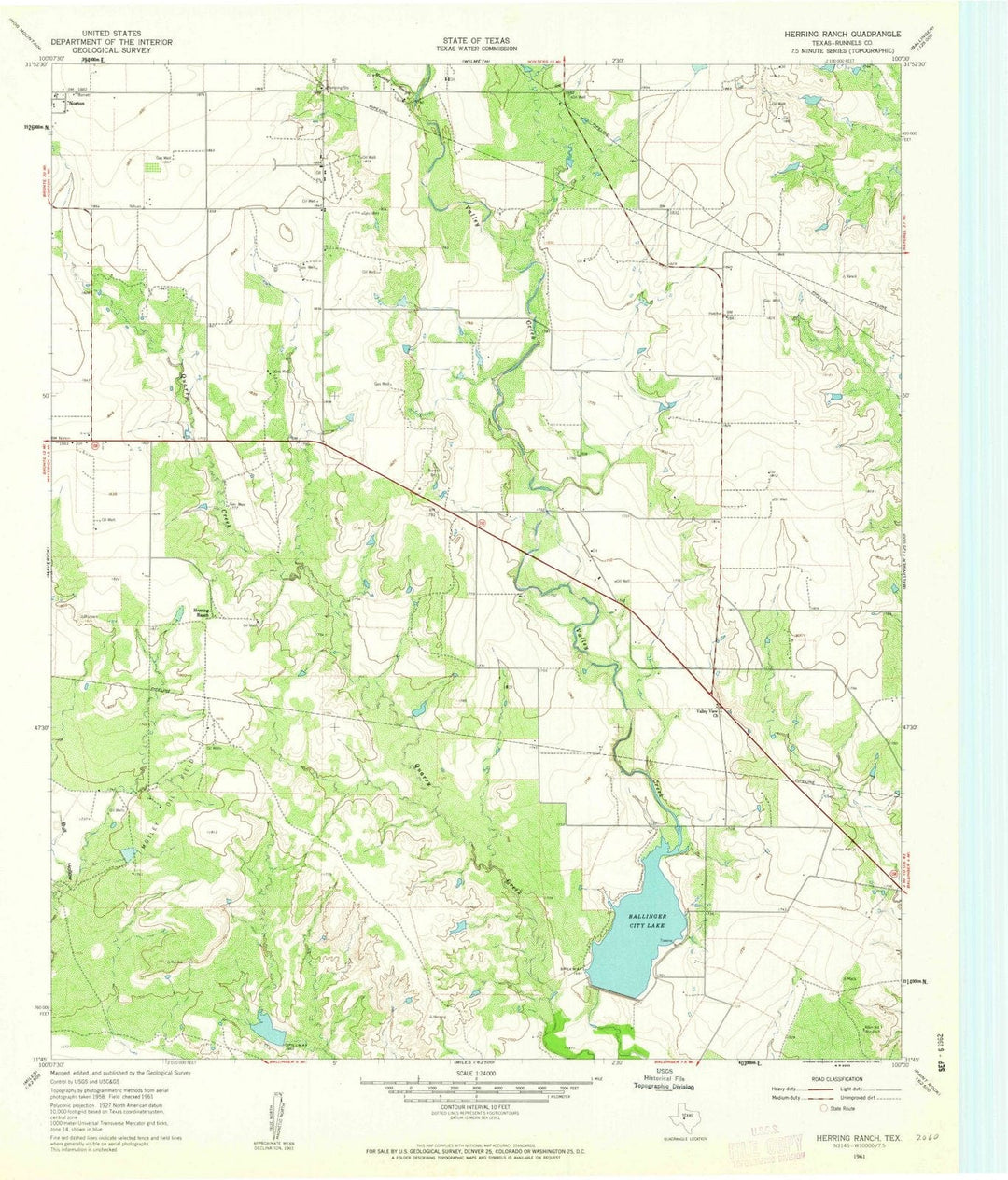 1961 Herring Ranch, TX - Texas - USGS Topographic Map