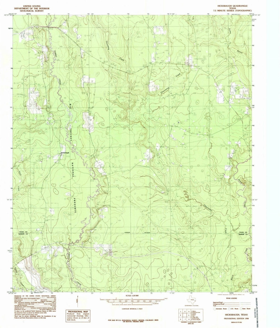 1984 Hicksbaugh, TX - Texas - USGS Topographic Map
