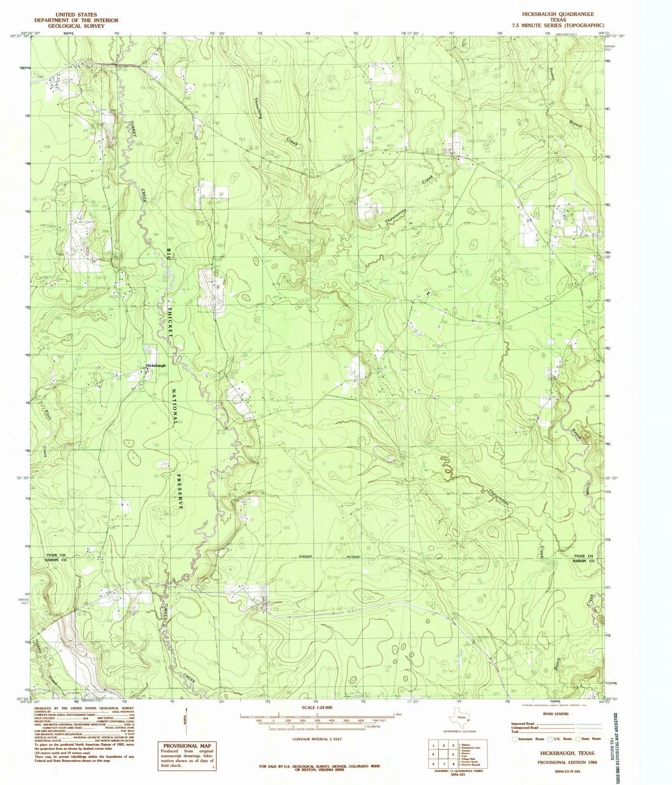 1984 Hicksbaugh, TX - Texas - USGS Topographic Map