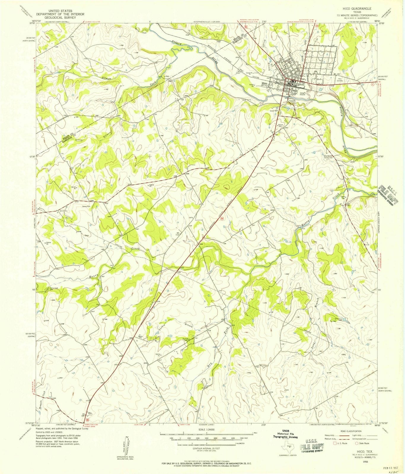 1956 Hico, TX - Texas - USGS Topographic Map v2