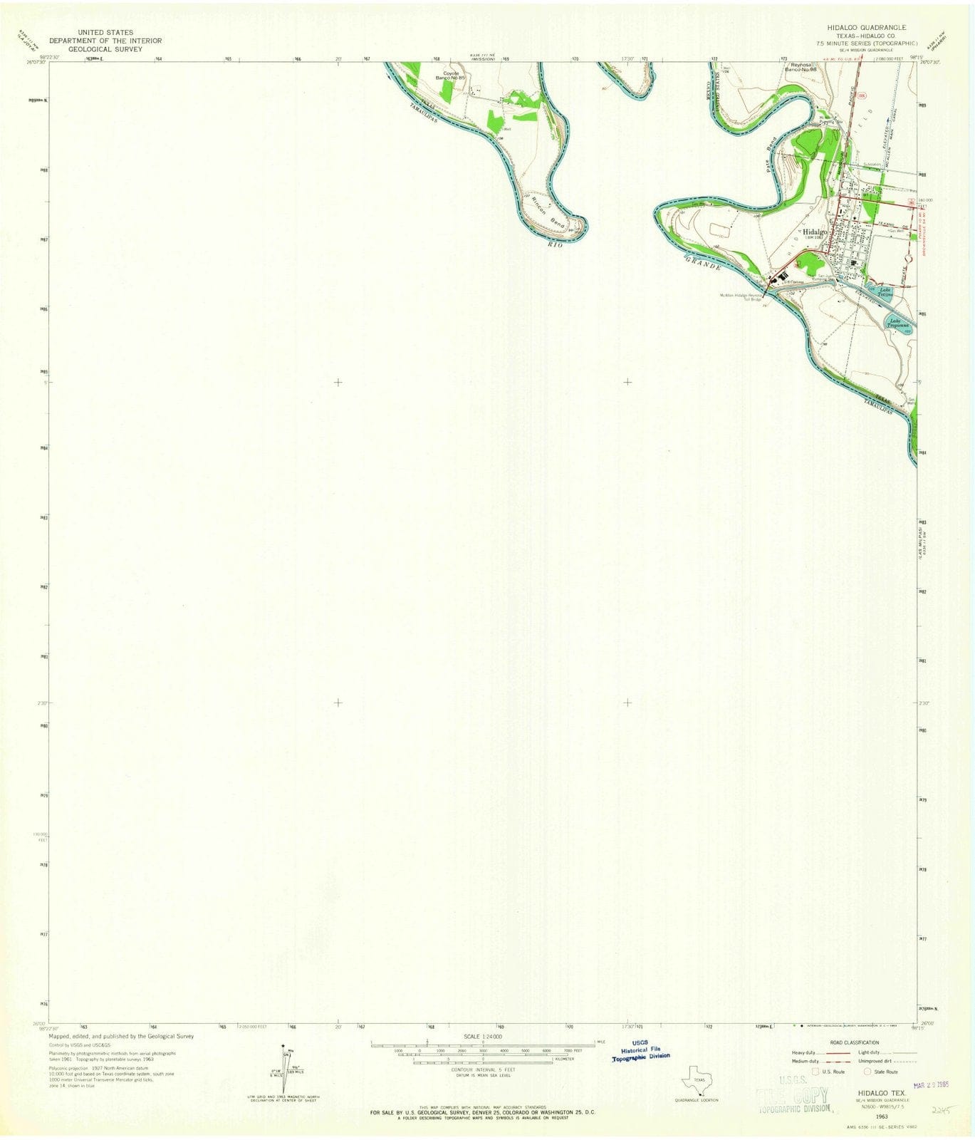 1963 Hidalgo, TX - Texas - USGS Topographic Map