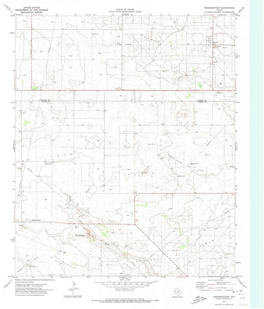 1971 Higginbotham, TX - Texas - USGS Topographic Map