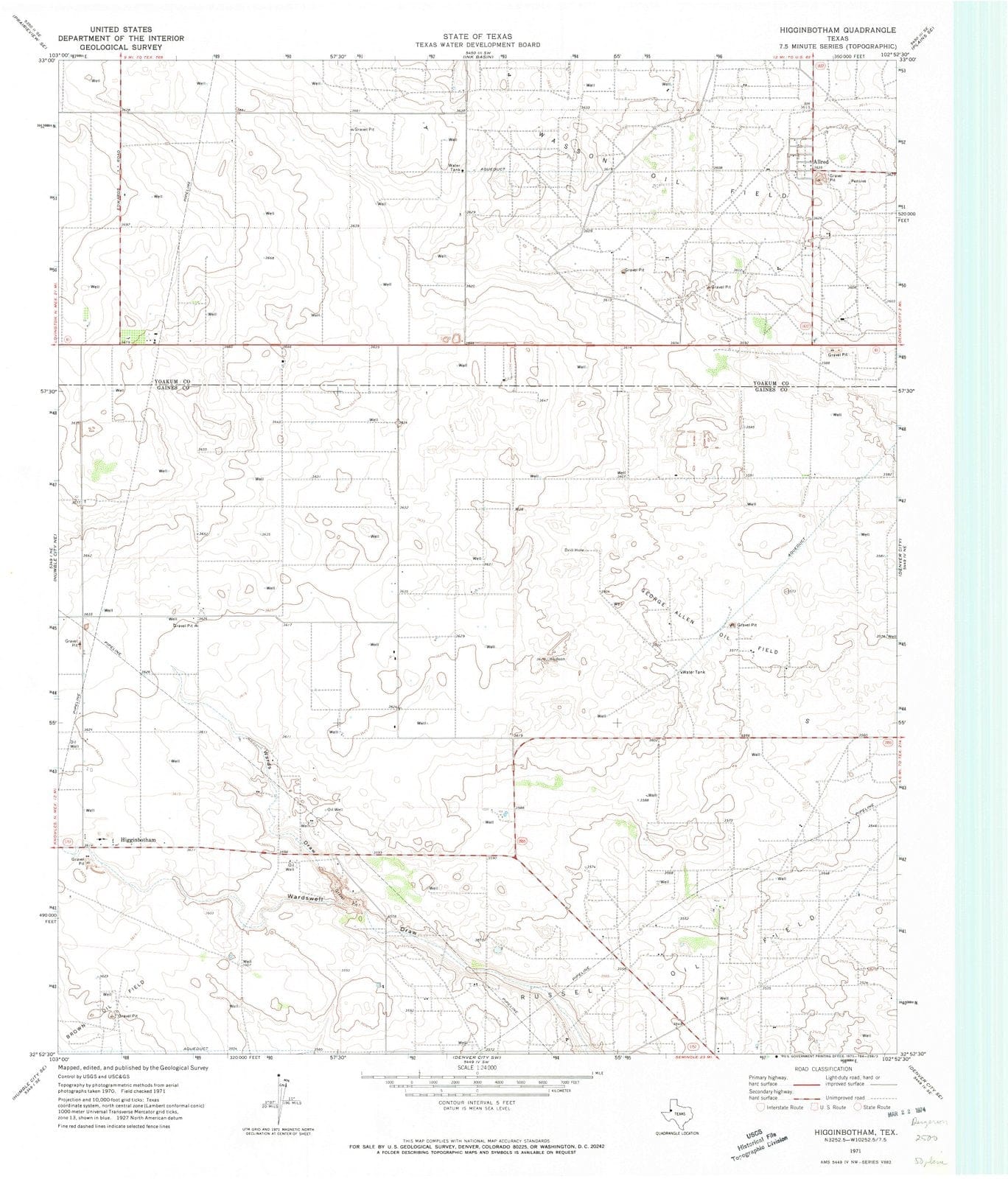 1971 Higginbotham, TX - Texas - USGS Topographic Map