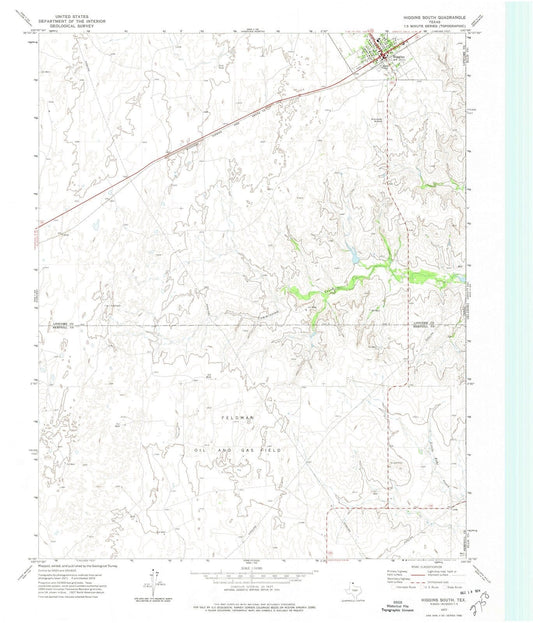 1972 Higgins South, TX - Texas - USGS Topographic Map