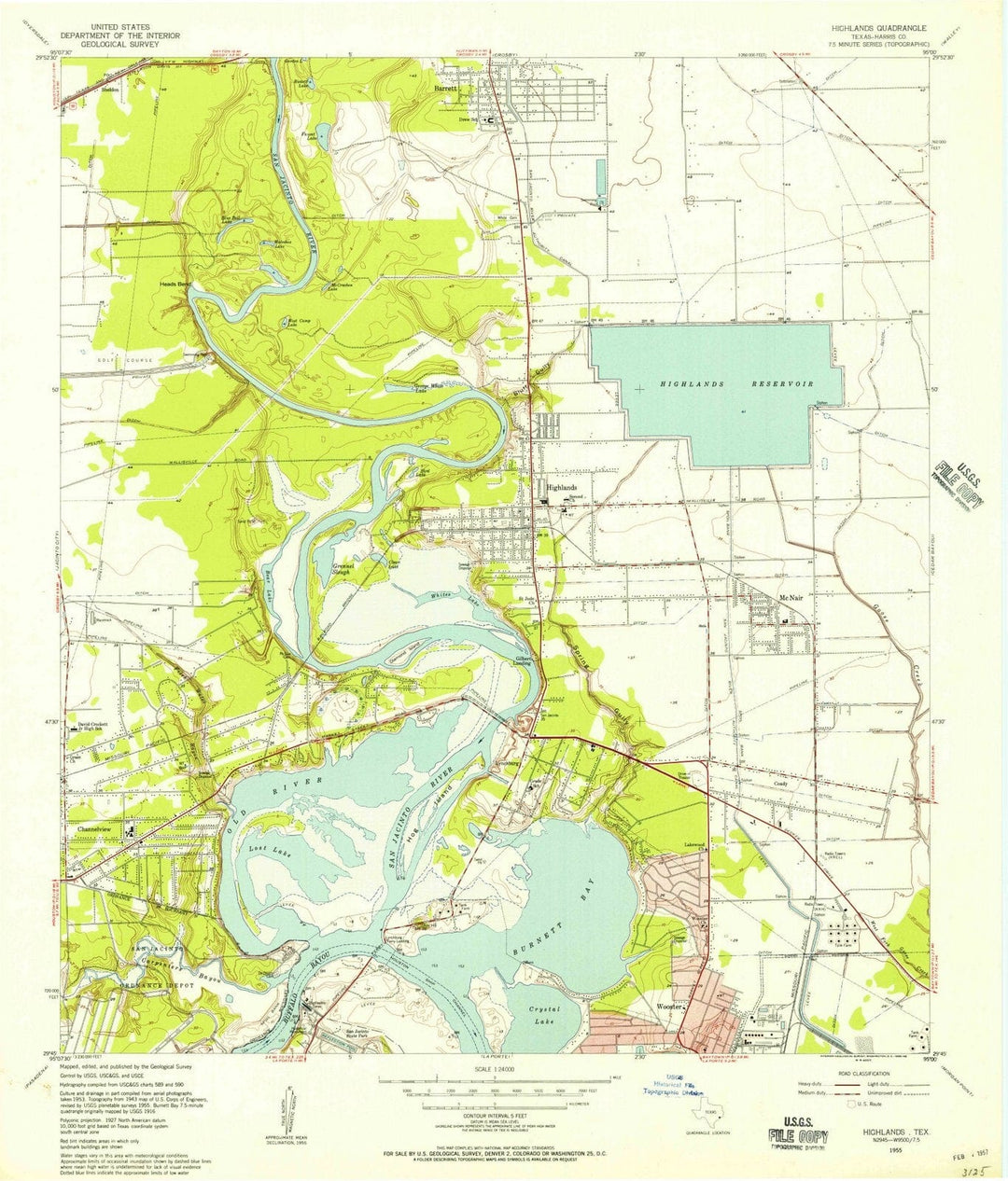 1955 Highland, TX - Texas - USGS Topographic Map