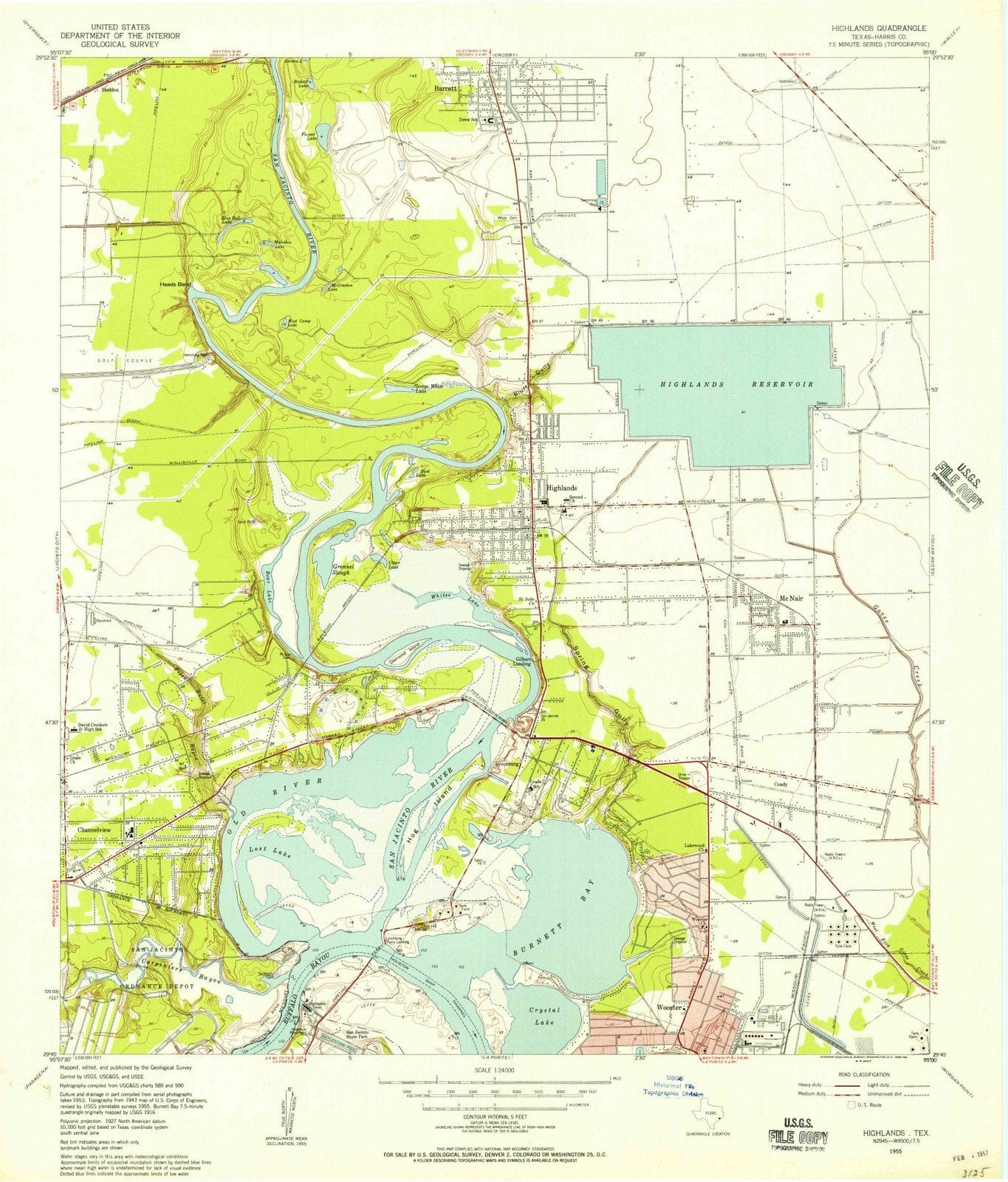 1955 Highland, TX - Texas - USGS Topographic Map