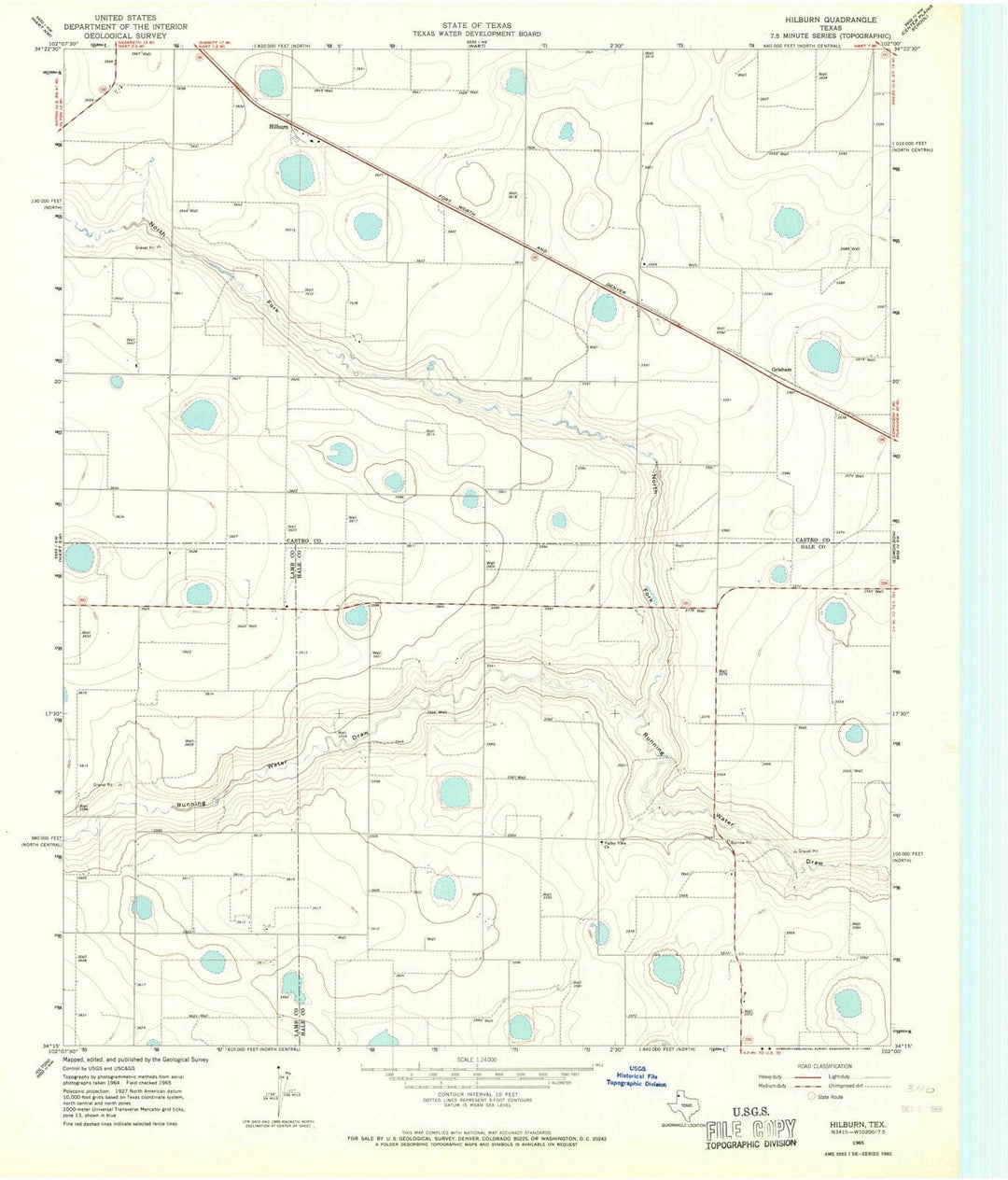 1965 Hilburn, TX - Texas - USGS Topographic Map