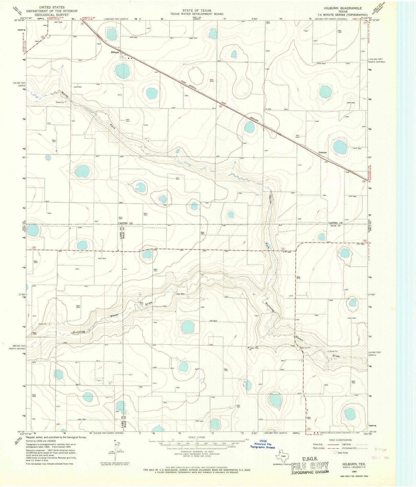 1965 Hilburn, TX - Texas - USGS Topographic Map