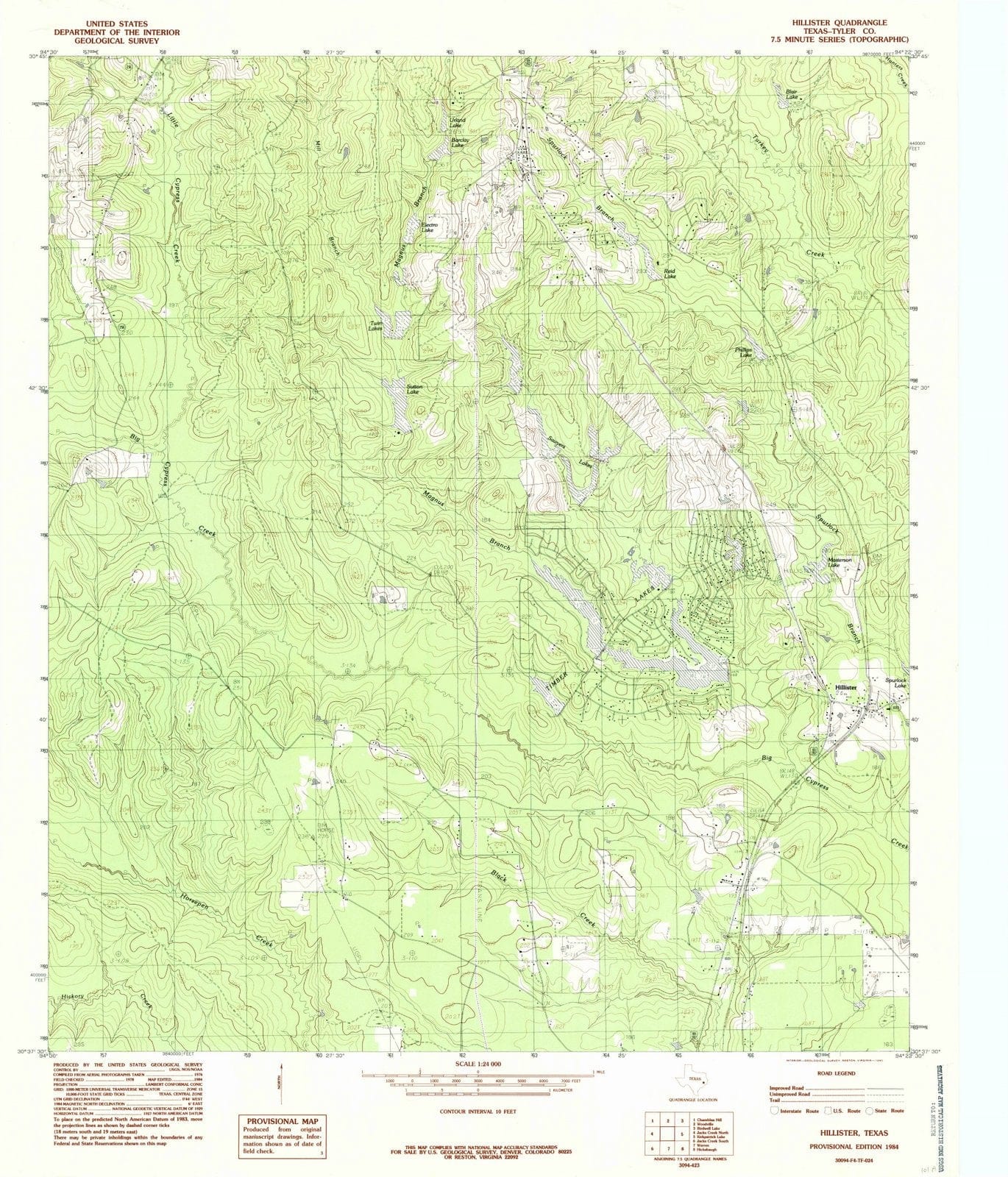 1984 Hillister, TX - Texas - USGS Topographic Map