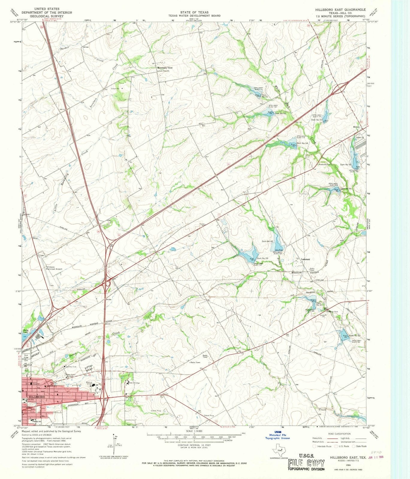 1966 Hillsboro East, TX - Texas - USGS Topographic Map