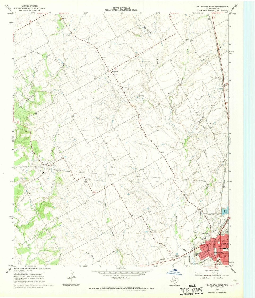 1966 Hillsboro West, TX - Texas - USGS Topographic Map