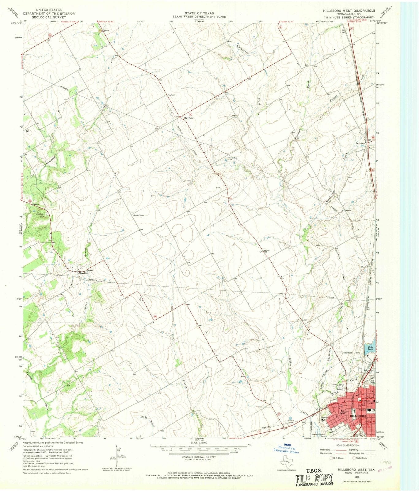 1966 Hillsboro West, TX - Texas - USGS Topographic Map