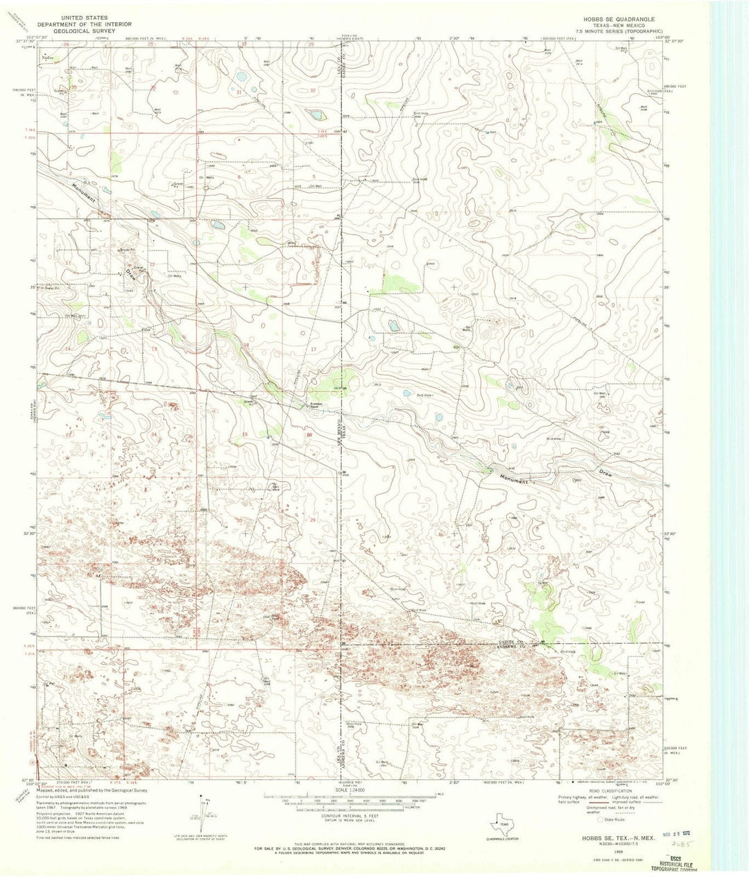1969 Hobbs, TX - Texas - USGS Topographic Map