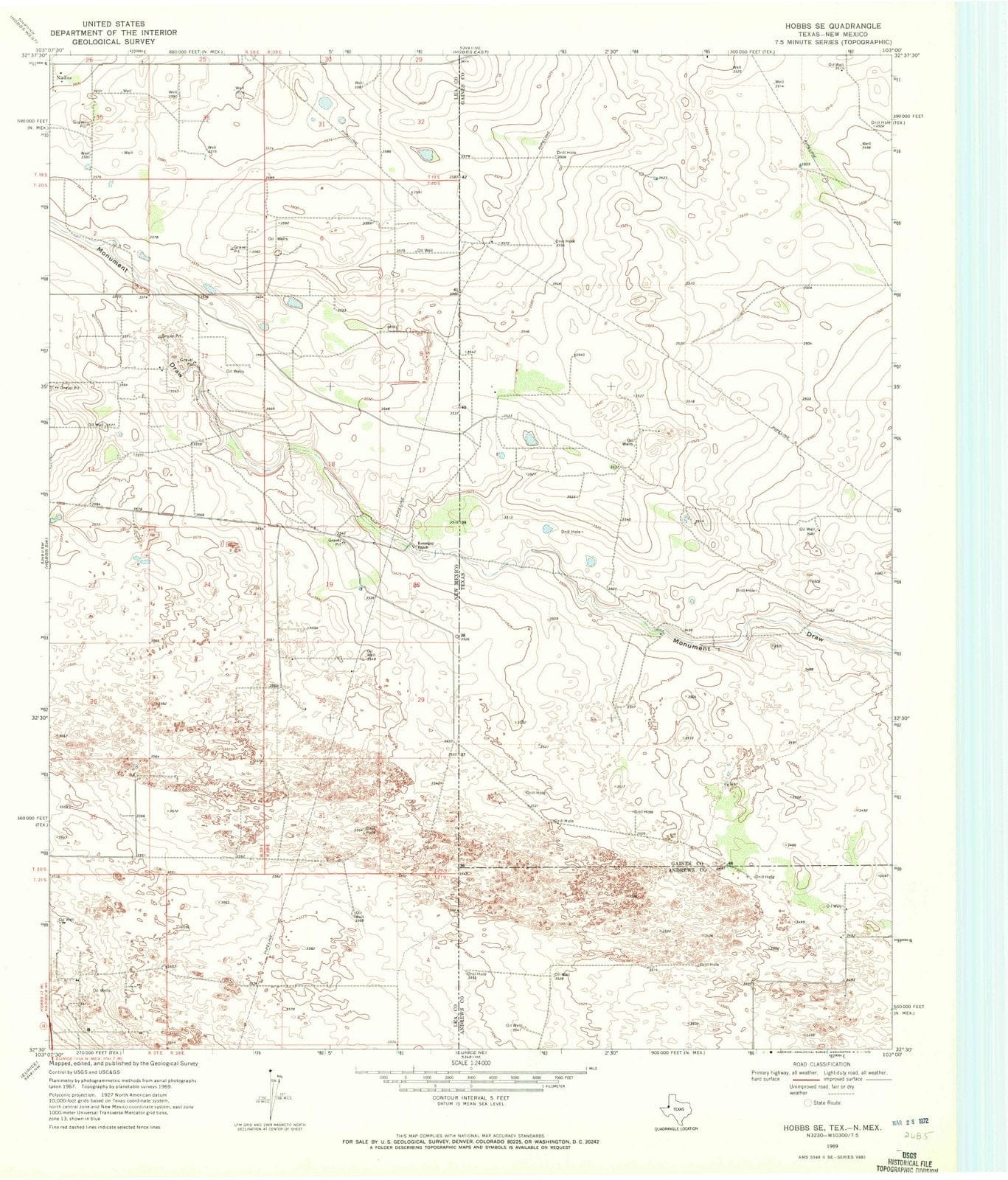 1969 Hobbs, TX - Texas - USGS Topographic Map