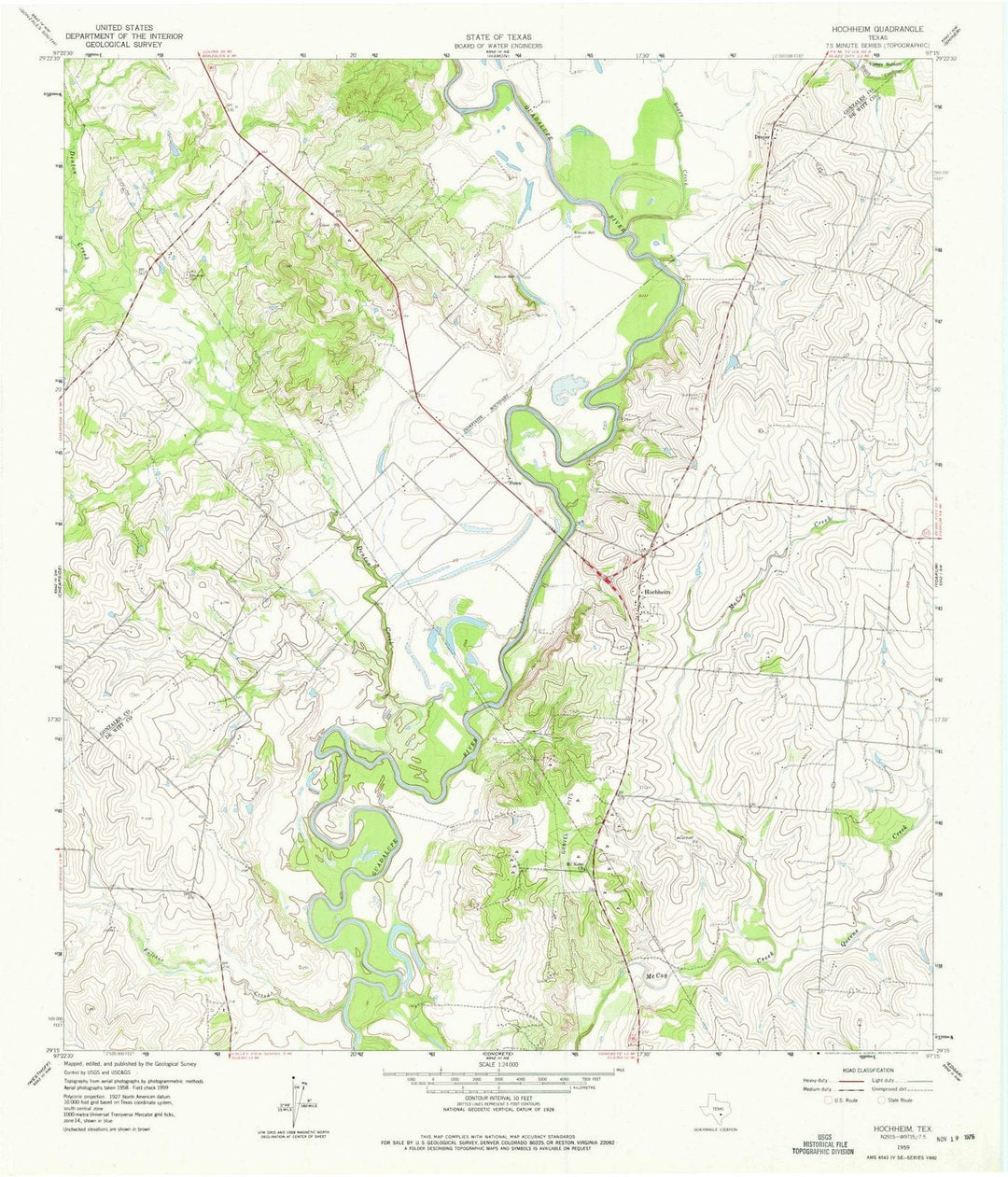 1959 Hochheim, TX - Texas - USGS Topographic Map