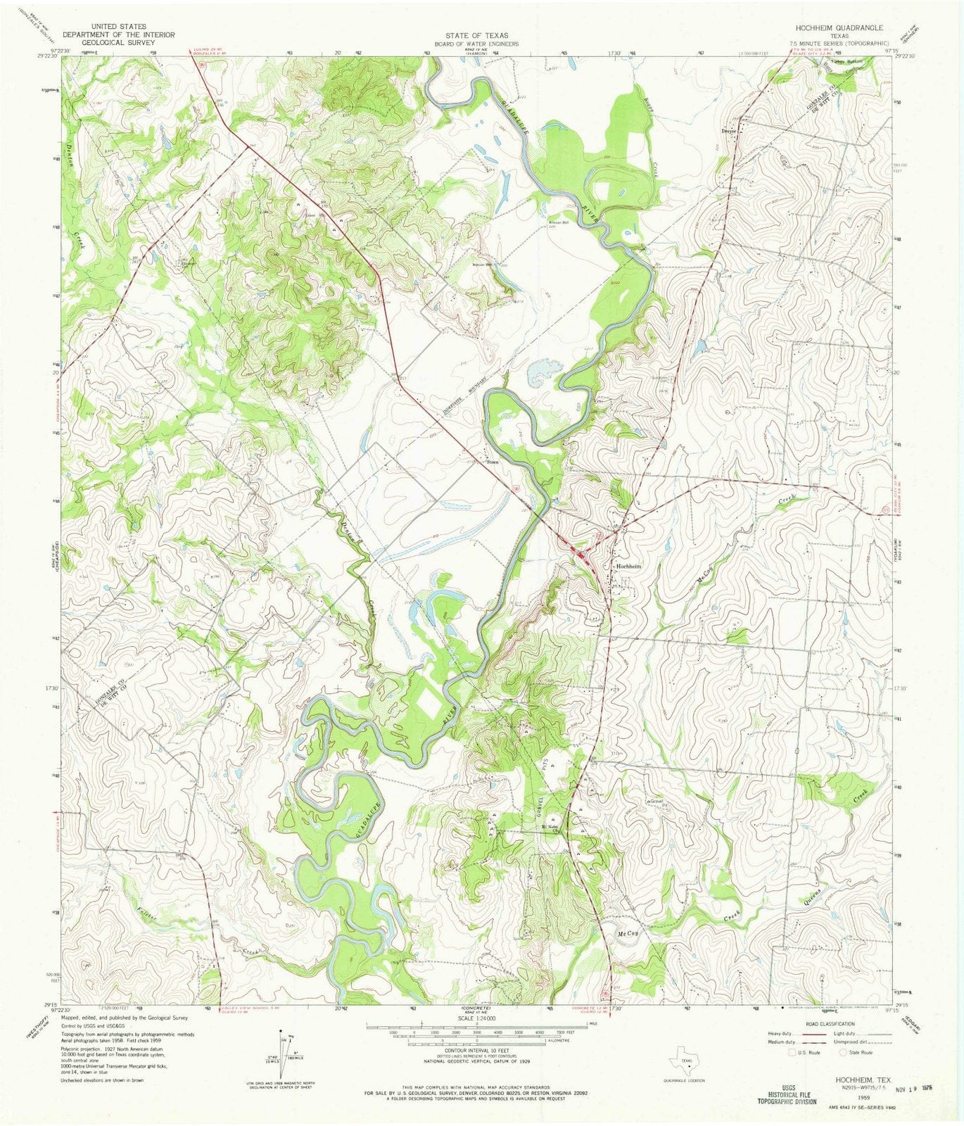 1959 Hochheim, TX - Texas - USGS Topographic Map