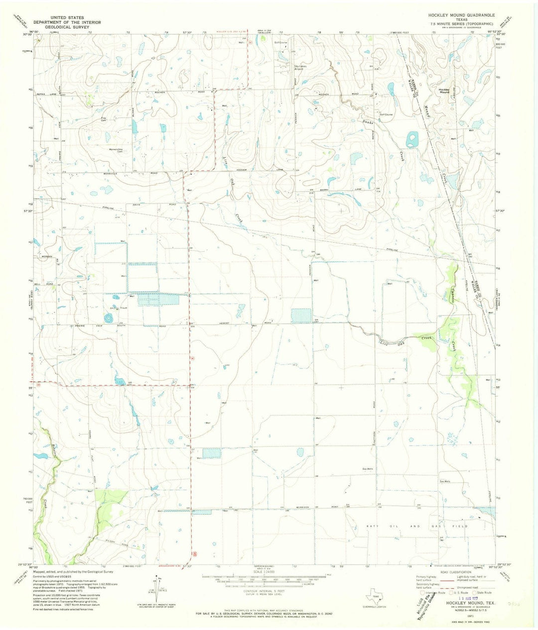 1971 Hockley Mound, TX - Texas - USGS Topographic Map