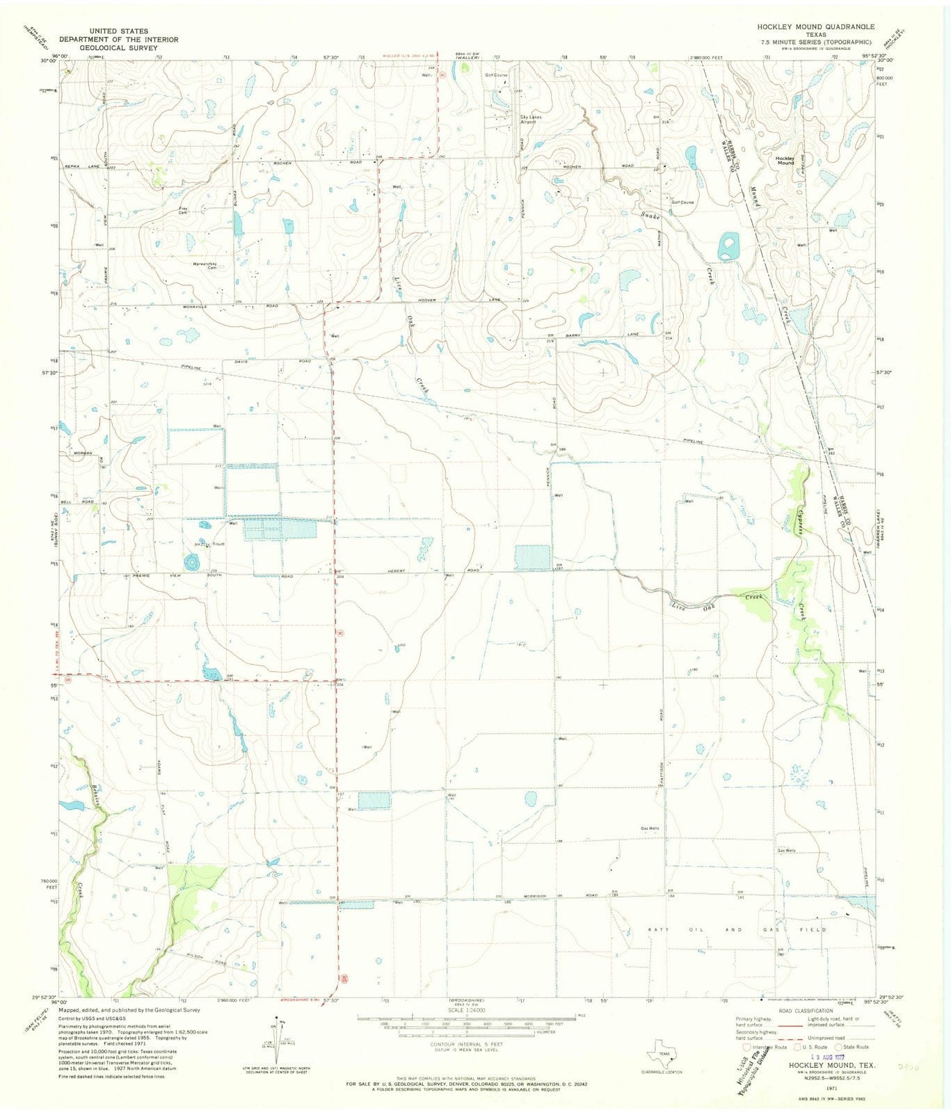 1971 Hockley Mound, TX - Texas - USGS Topographic Map
