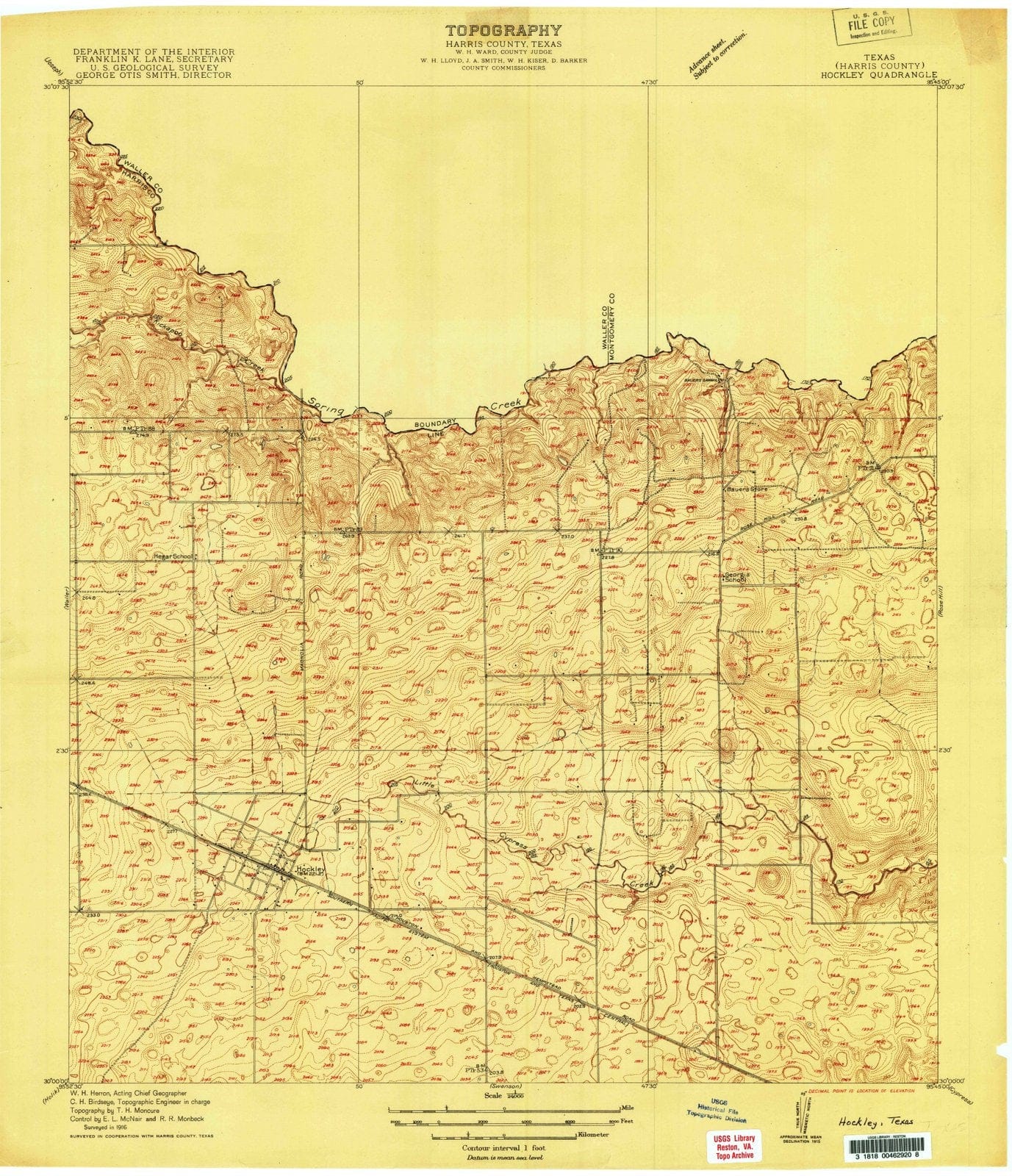 1916 Hockley, TX - Texas - USGS Topographic Map