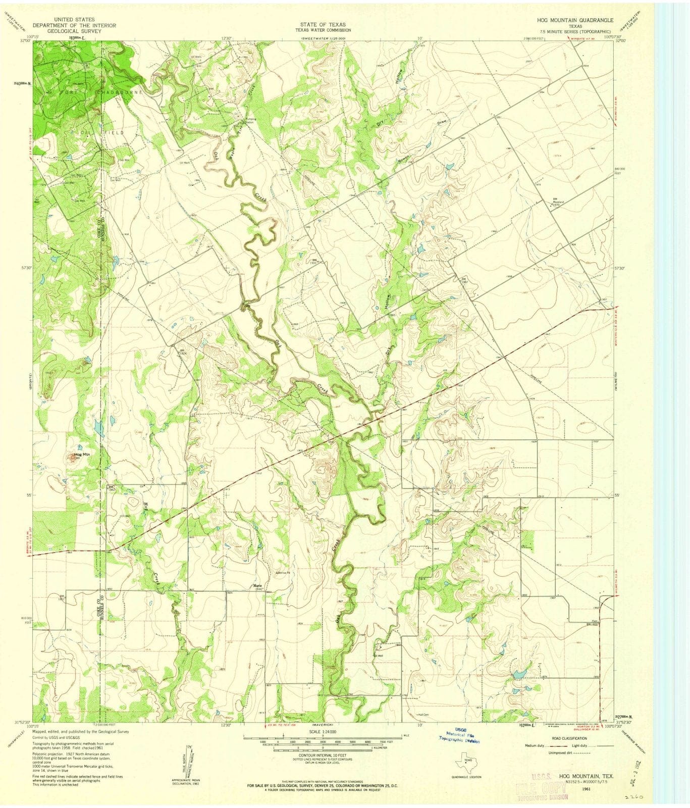 1961 Hog Mountain, TX - Texas - USGS Topographic Map