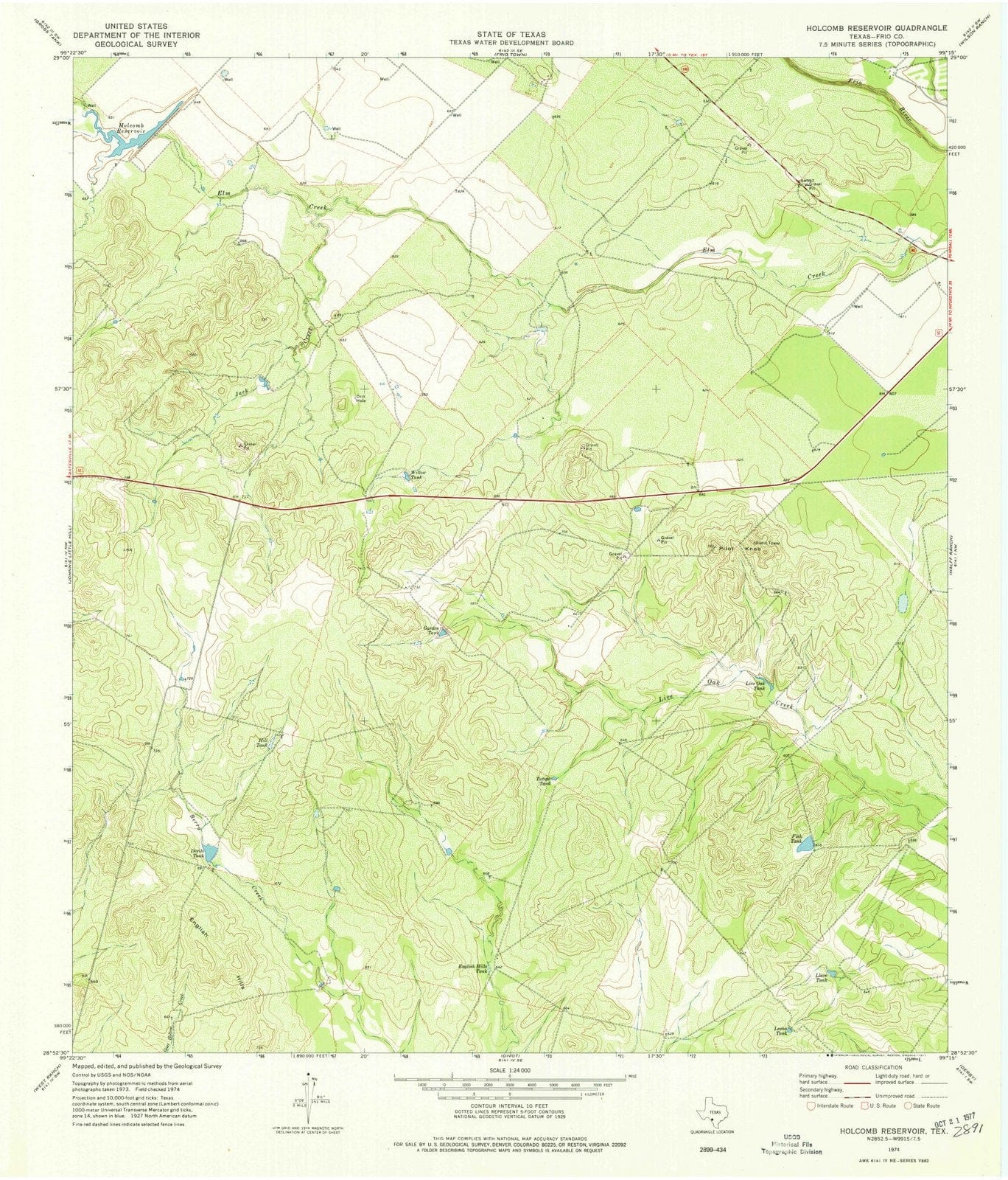 1974 Holcomb Reservoir, TX - Texas - USGS Topographic Map