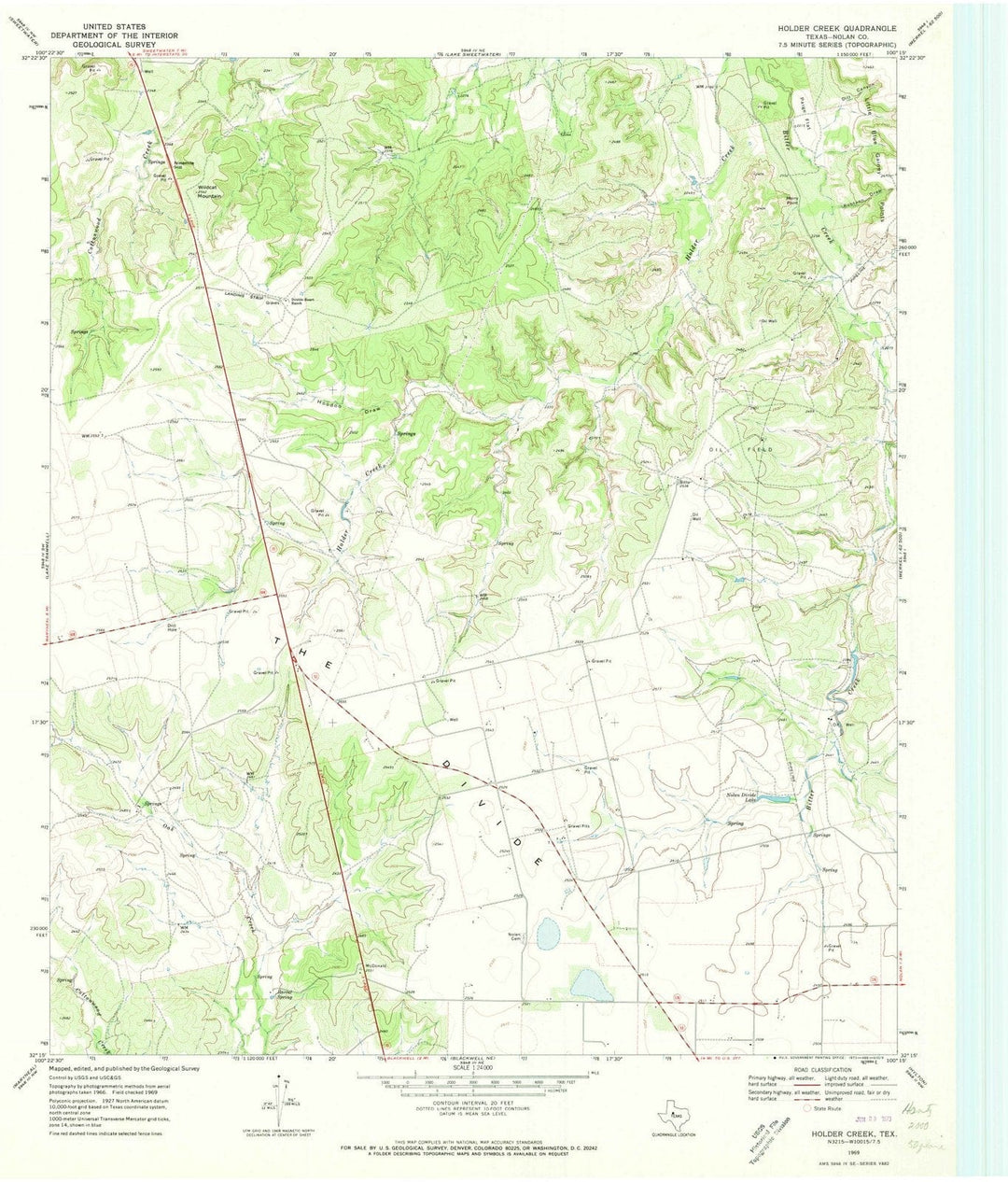 1969 Holder Creek, TX - Texas - USGS Topographic Map