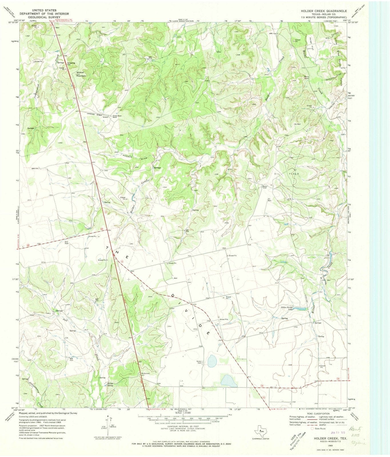 1969 Holder Creek, TX - Texas - USGS Topographic Map