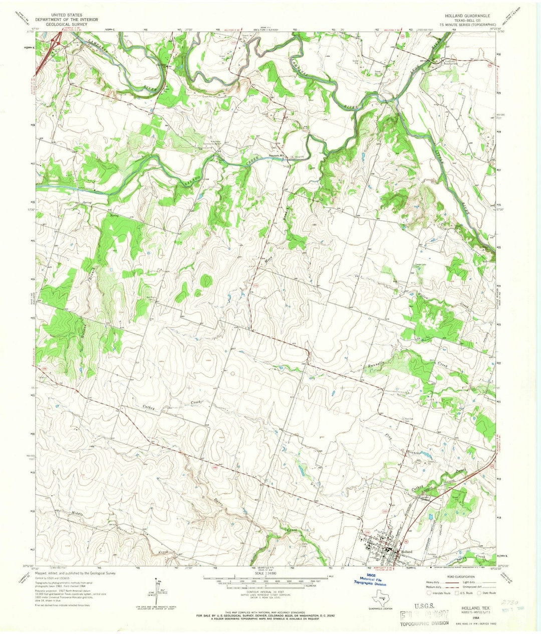 1964 Holland, TX - Texas - USGS Topographic Map