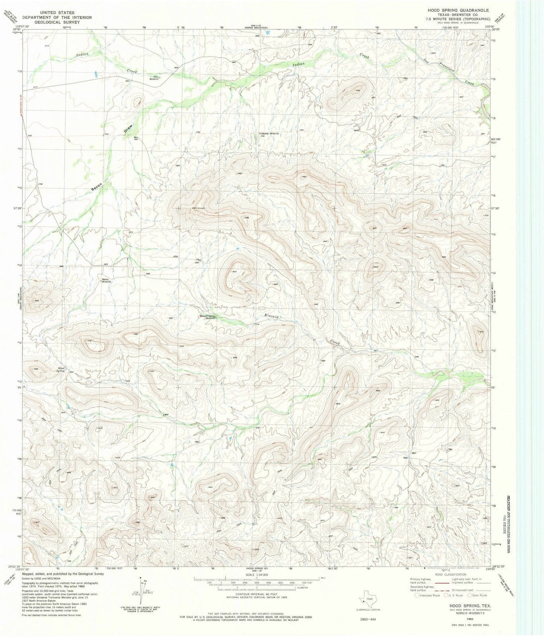 1983 Hood Spring, TX - Texas - USGS Topographic Map