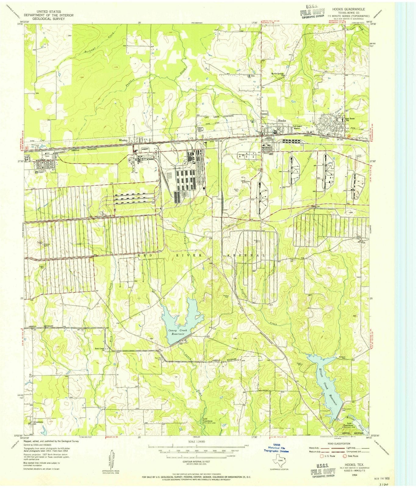 1954 Hooks, TX - Texas - USGS Topographic Map