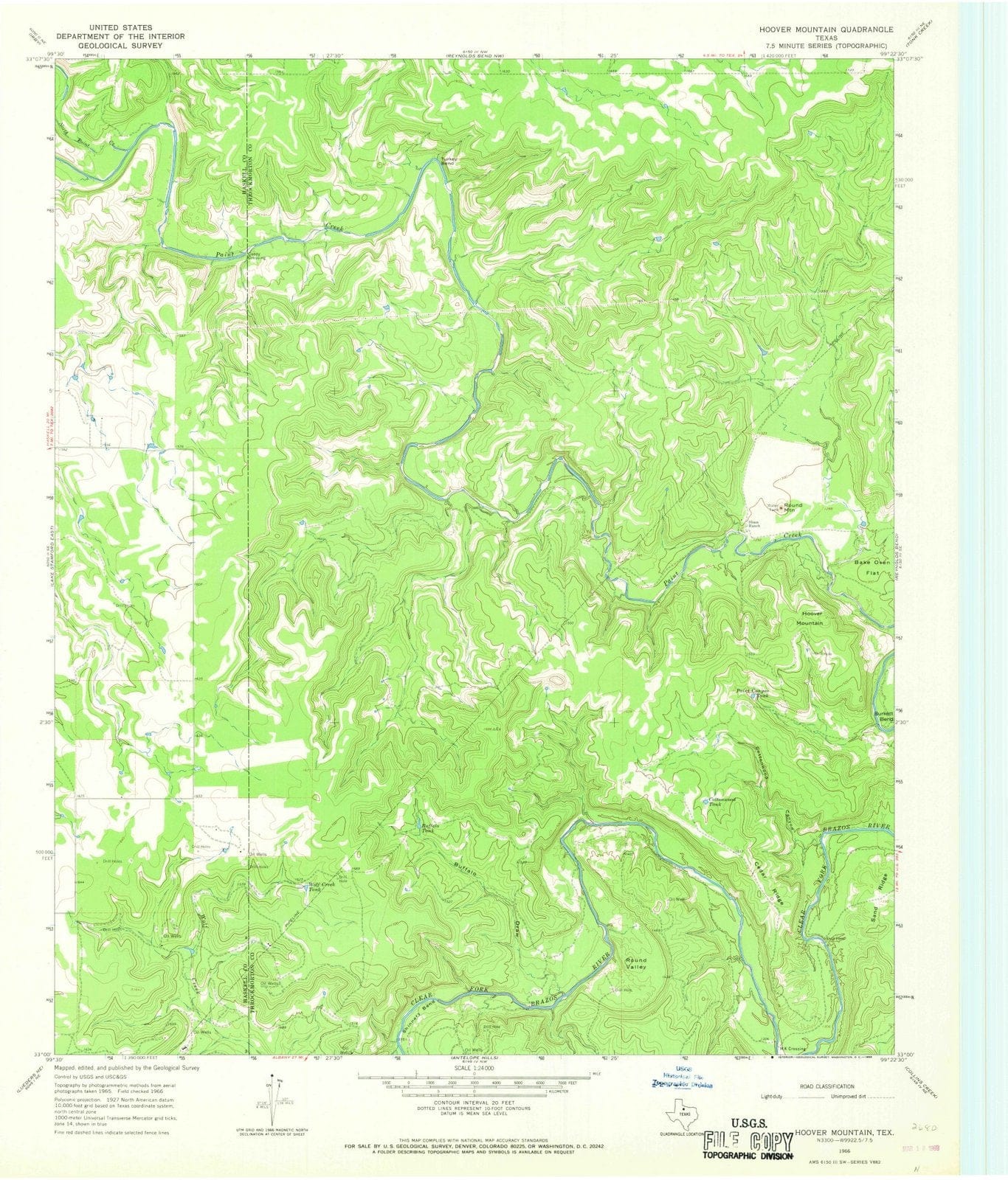 1966 Hoover Mountain, TX - Texas - USGS Topographic Map