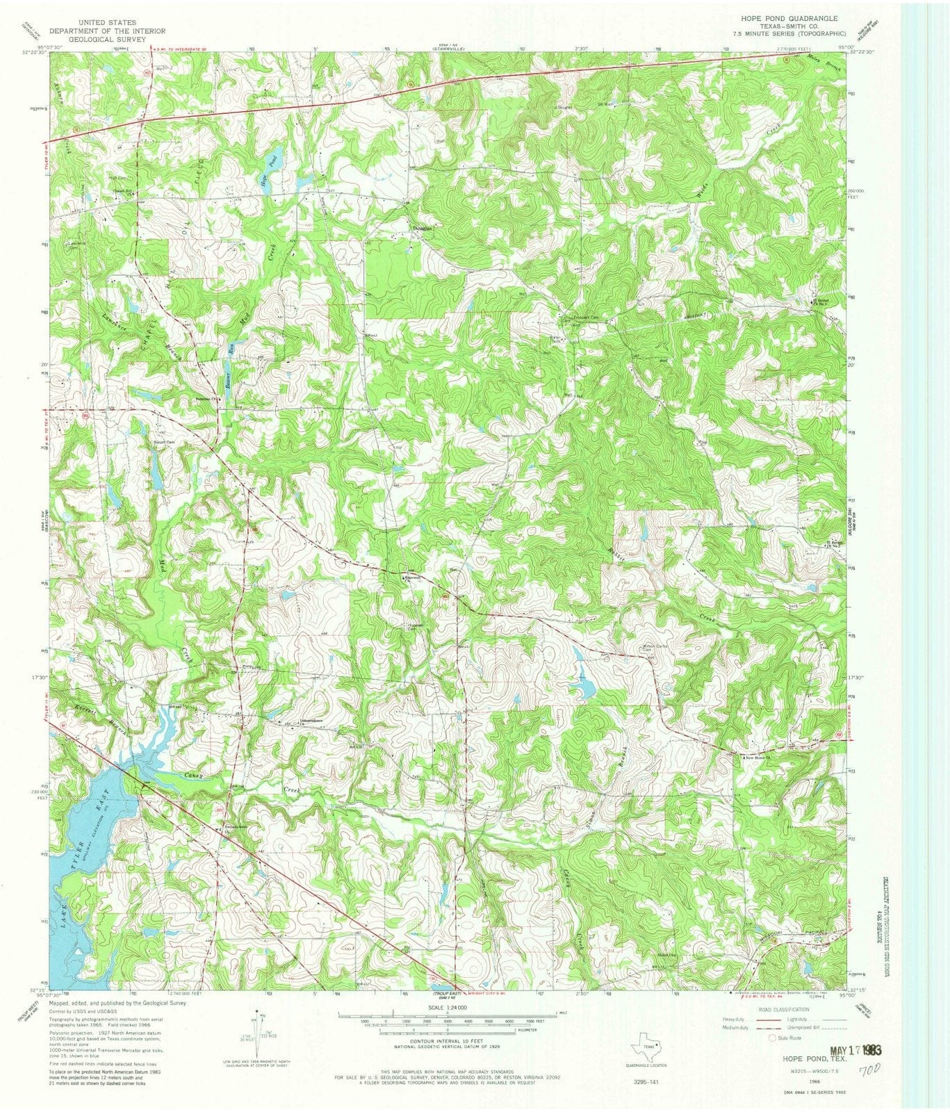 1966 Hope Pond, TX - Texas - USGS Topographic Map
