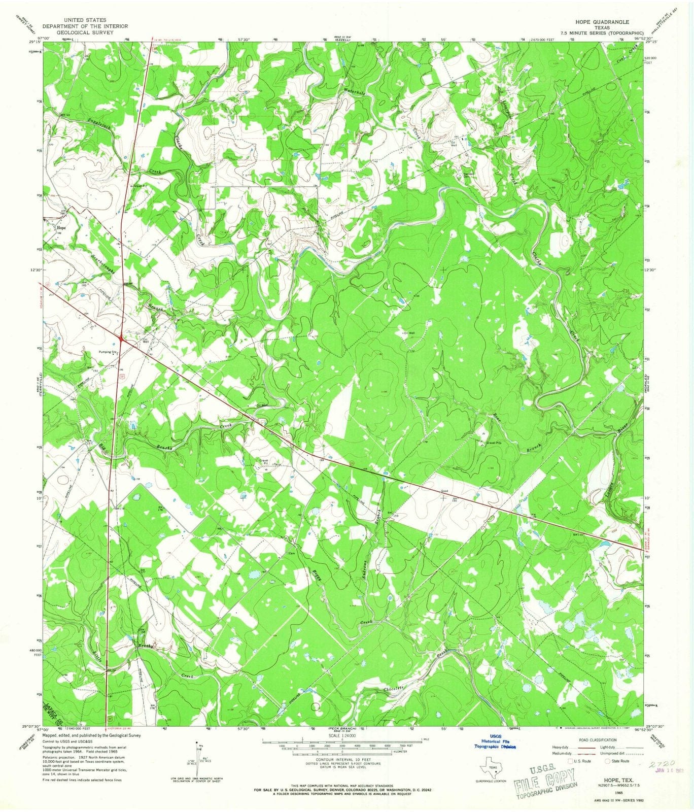 1965 Hope, TX - Texas - USGS Topographic Map