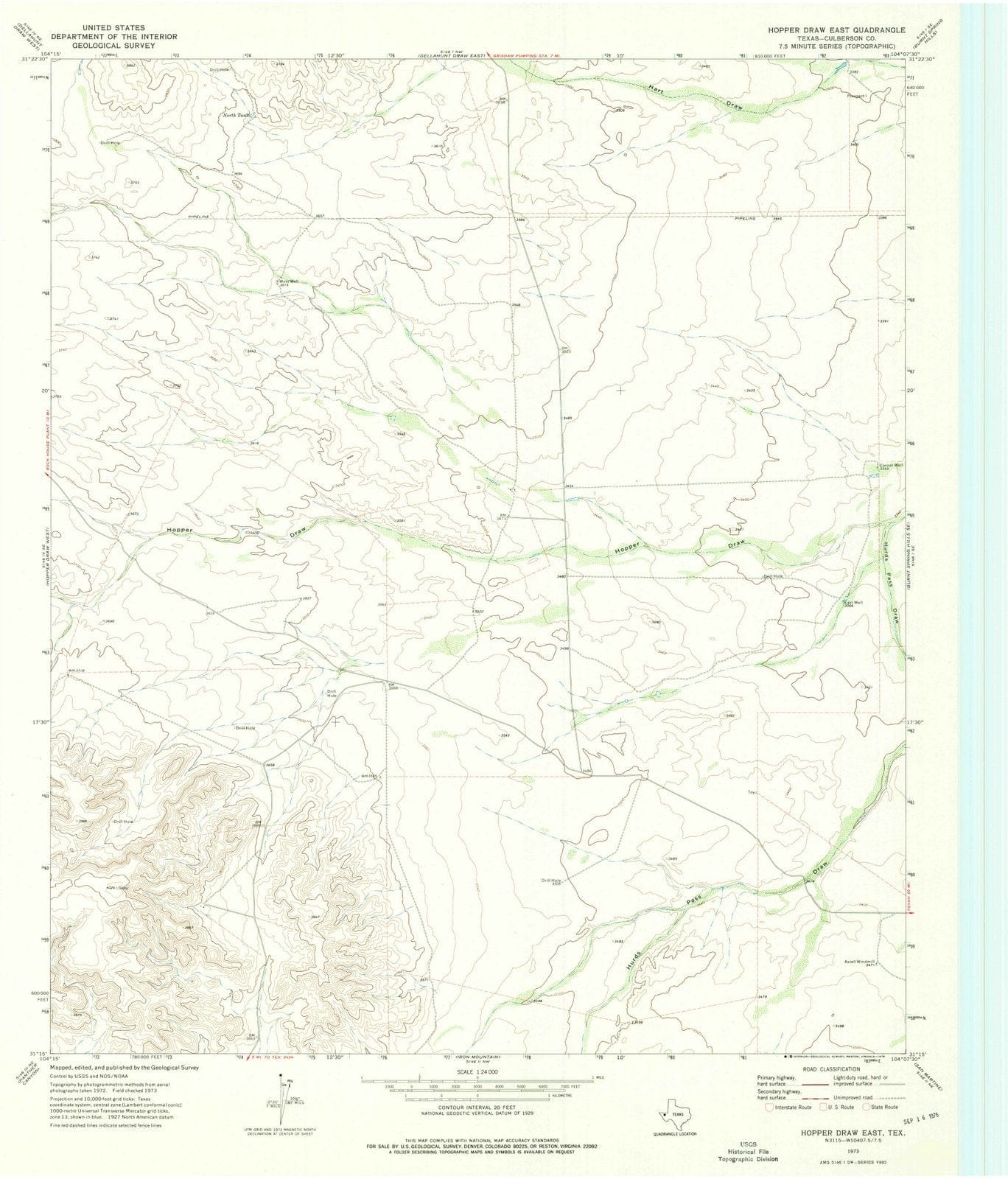 1973 Hopperraw East, TX - Texas - USGS Topographic Map
