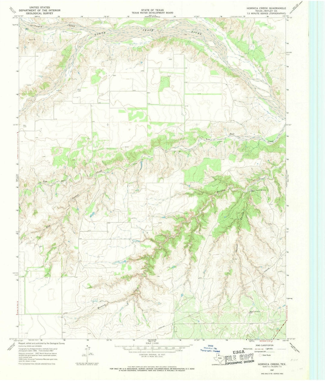 1967 Hornica Creek, TX - Texas - USGS Topographic Map