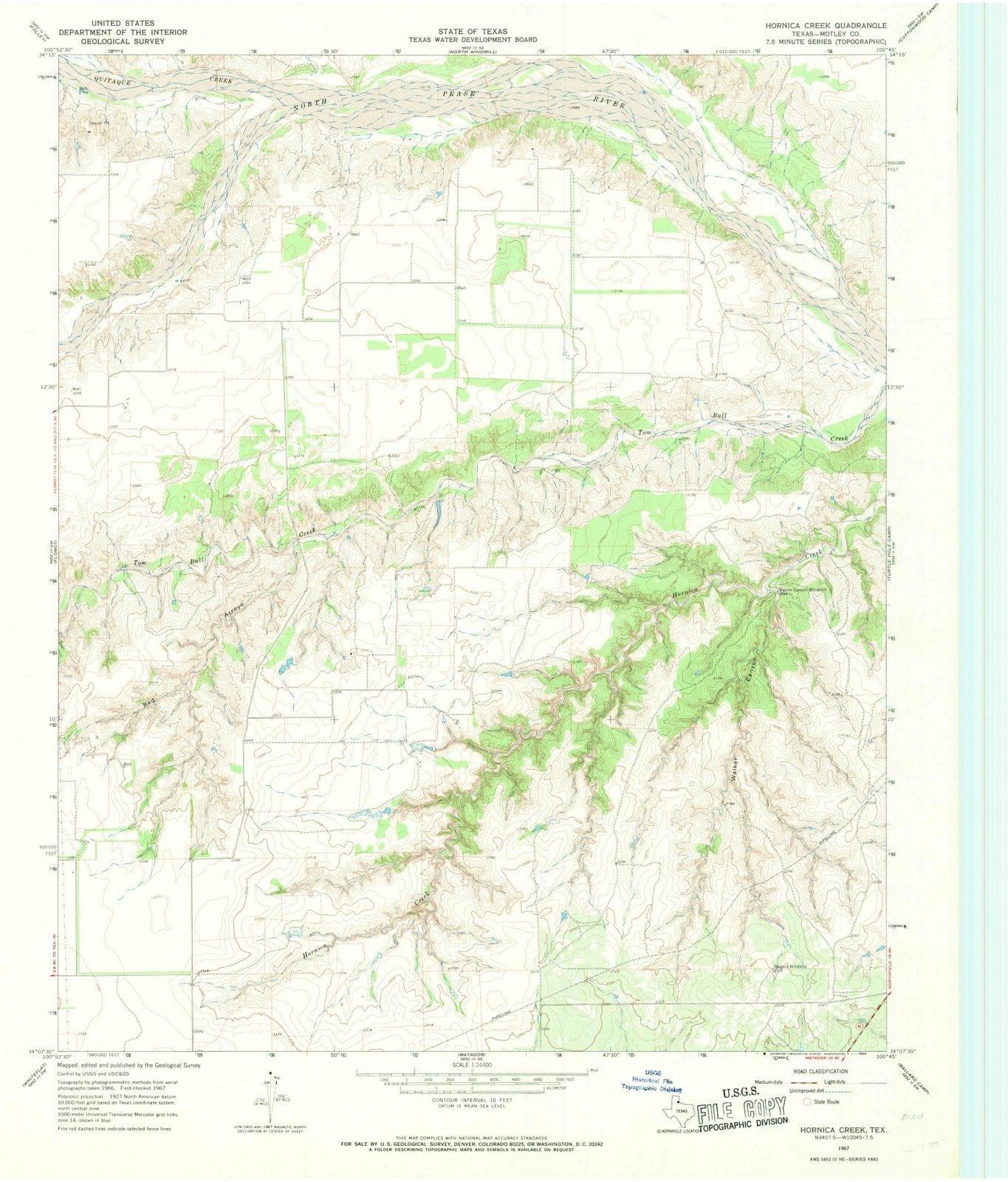 1967 Hornica Creek, TX - Texas - USGS Topographic Map