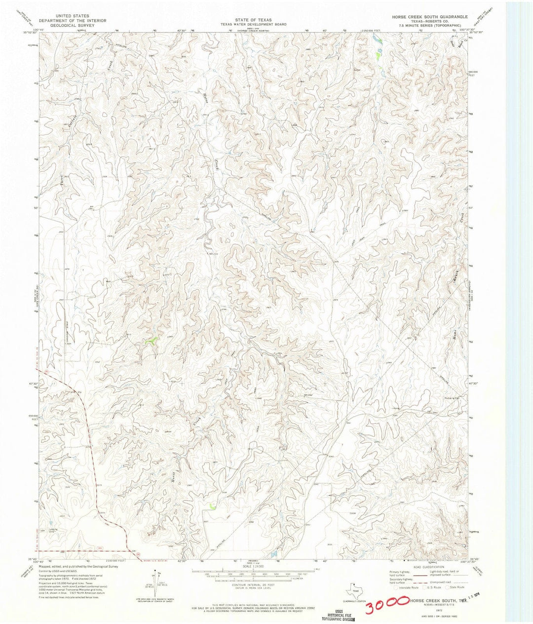 1972 Horse Creek South, TX - Texas - USGS Topographic Map