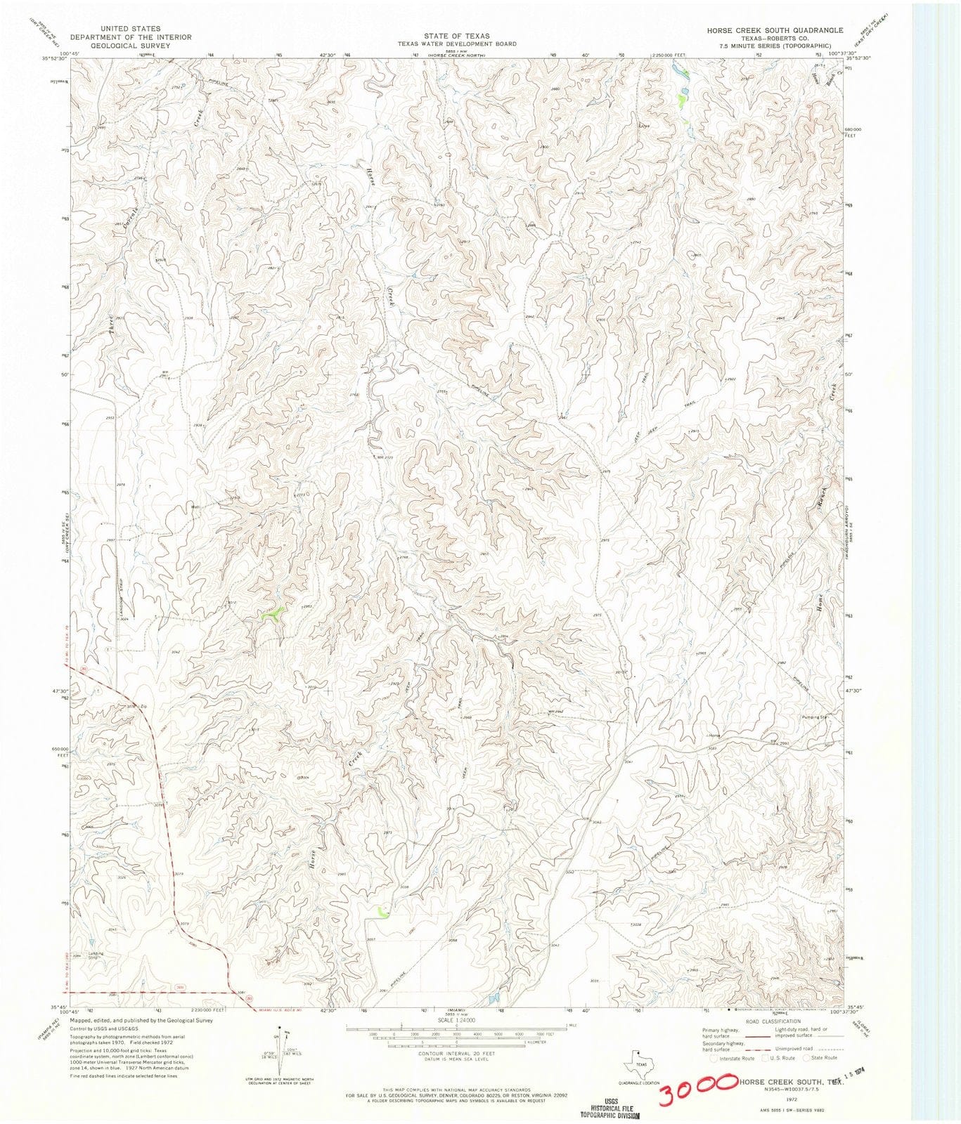 1972 Horse Creek South, TX - Texas - USGS Topographic Map